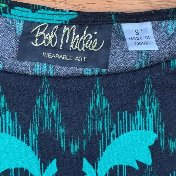 Bob Mackie Shirt Womens Sm Green Wearable Art Pullover Long Sleeve Pattern Top - Picture 4 of 11